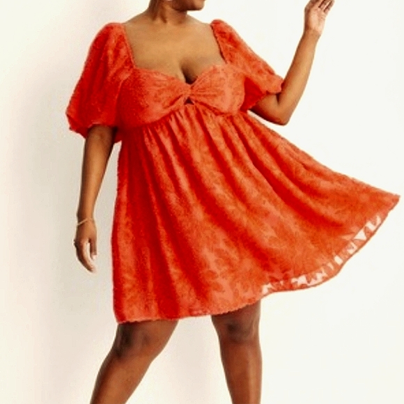 Future Collective Burnout Coral Orange Mini Dress W/ Pockets - Picture 1 of 12